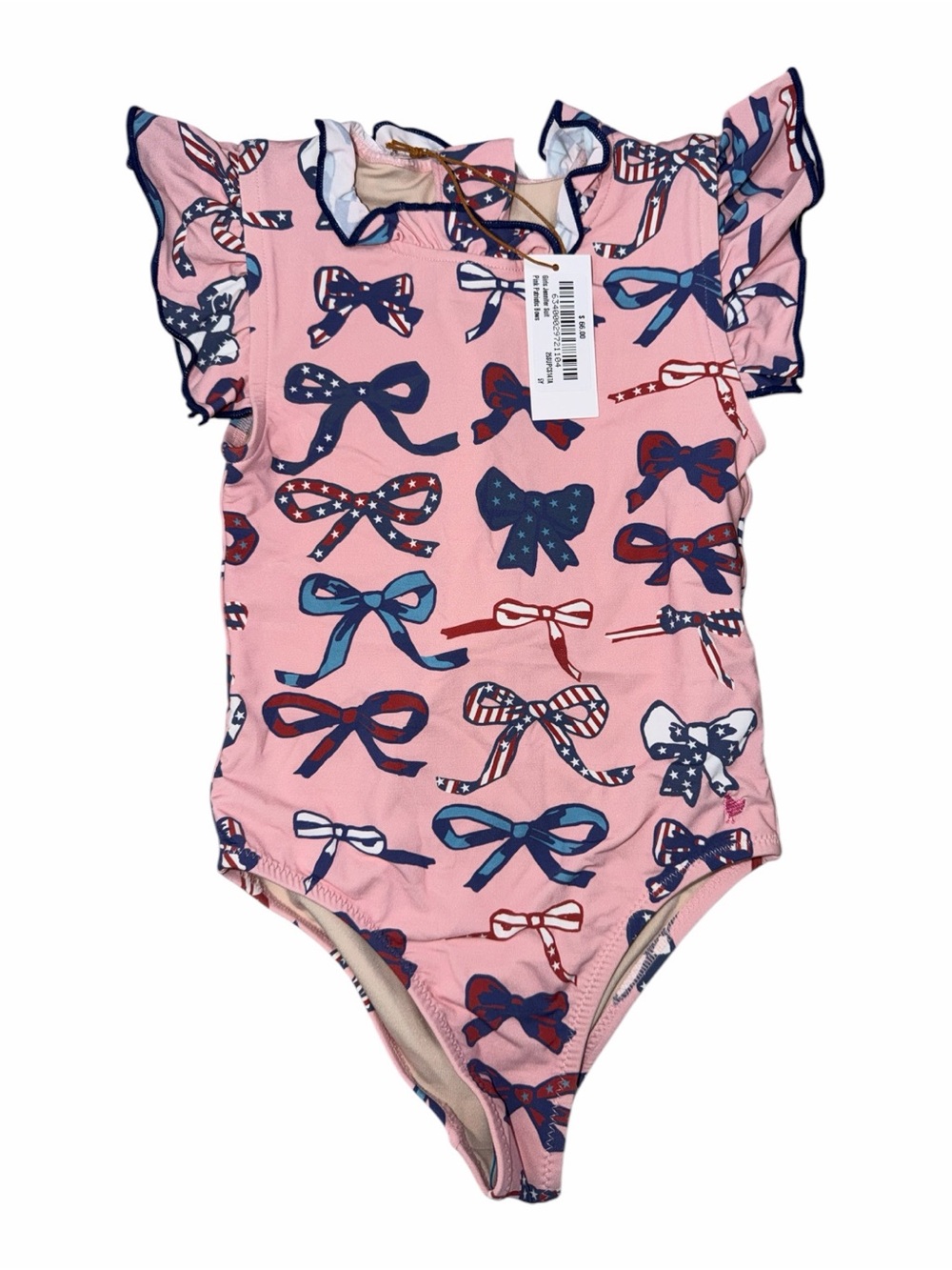 Pink Chicken Jennifer Suit Size 5T in Pink Patriotic Bows